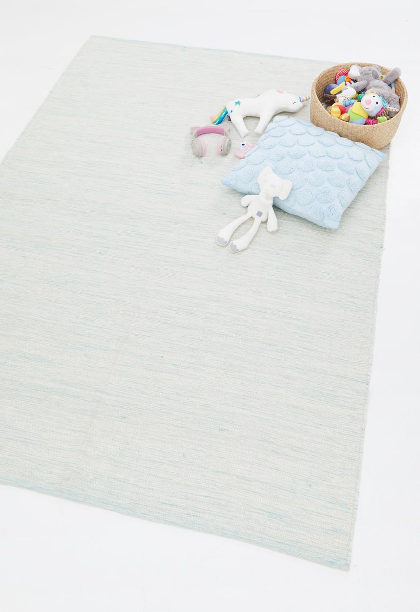Sixth Floor - Hokipoki cotton woven rug - natural & blue