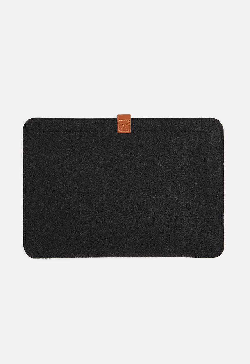 The Joinery - Charcoal felt - tan leather closure