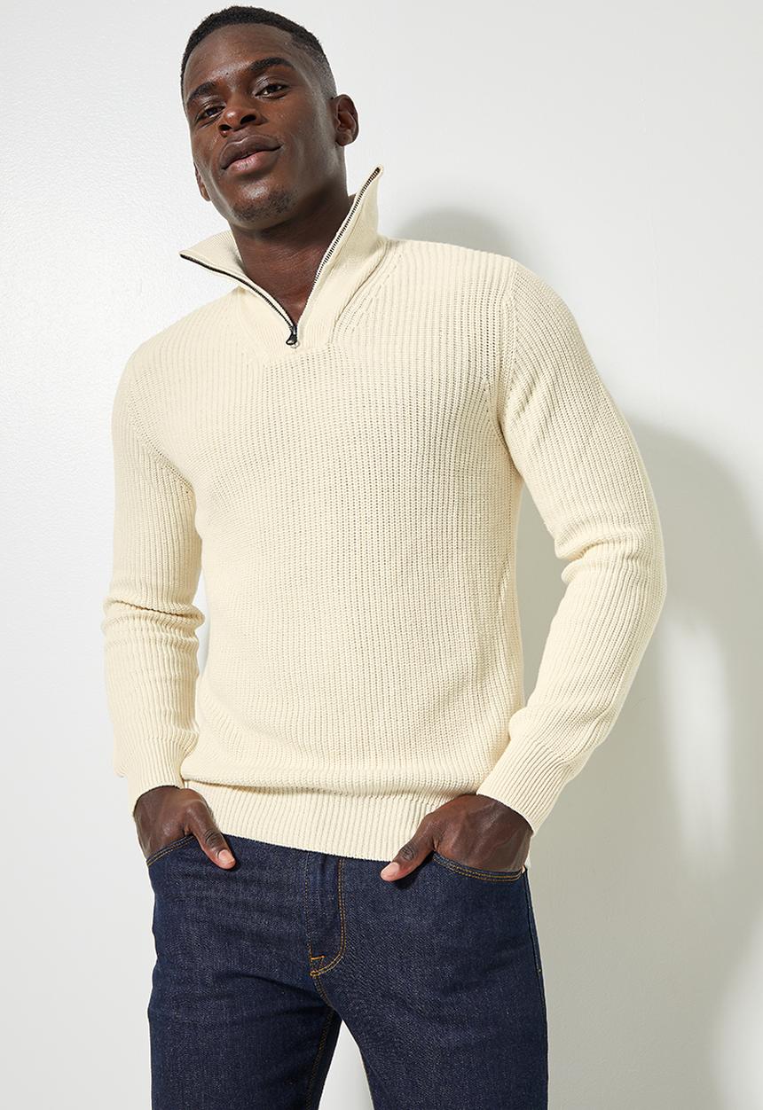 Superbalist - 1/4 zip slim fit sweater - cream