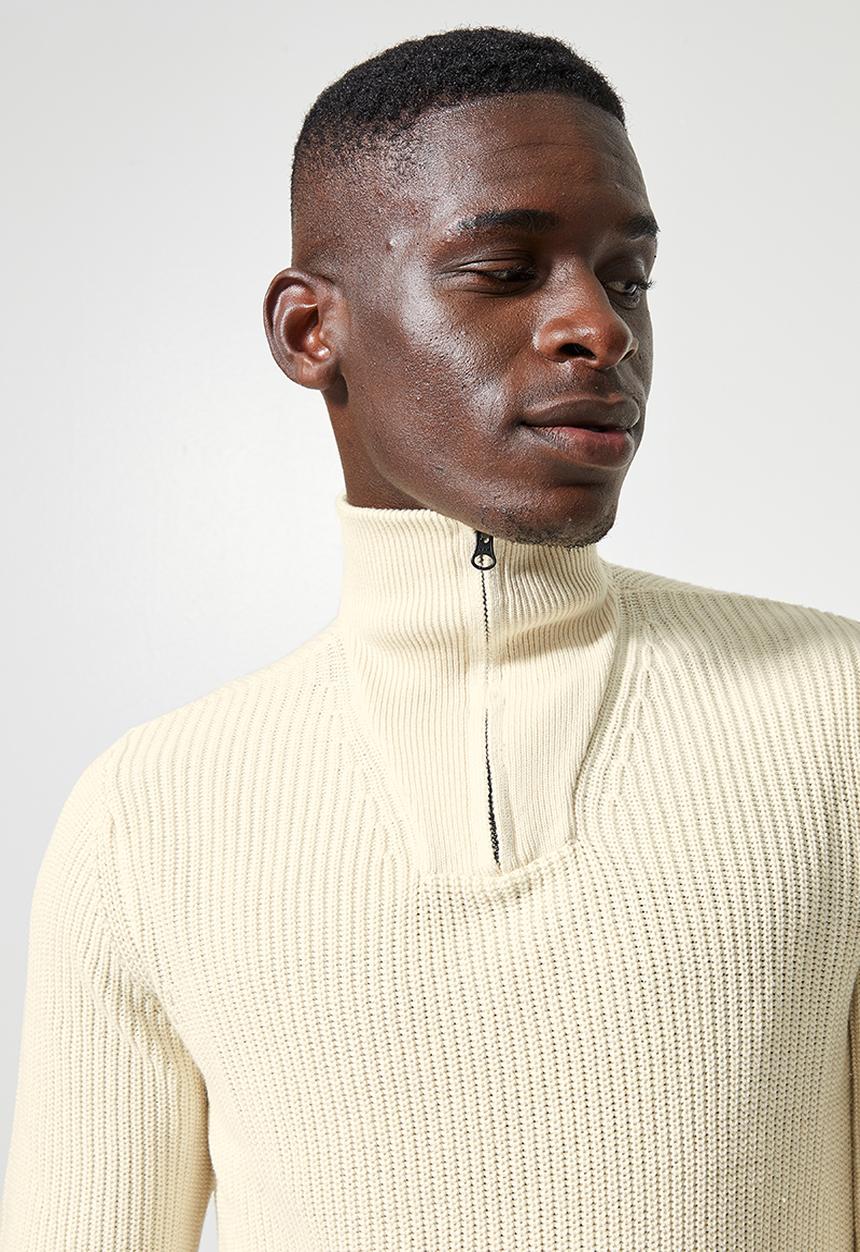 Superbalist - 1/4 zip slim fit sweater - cream