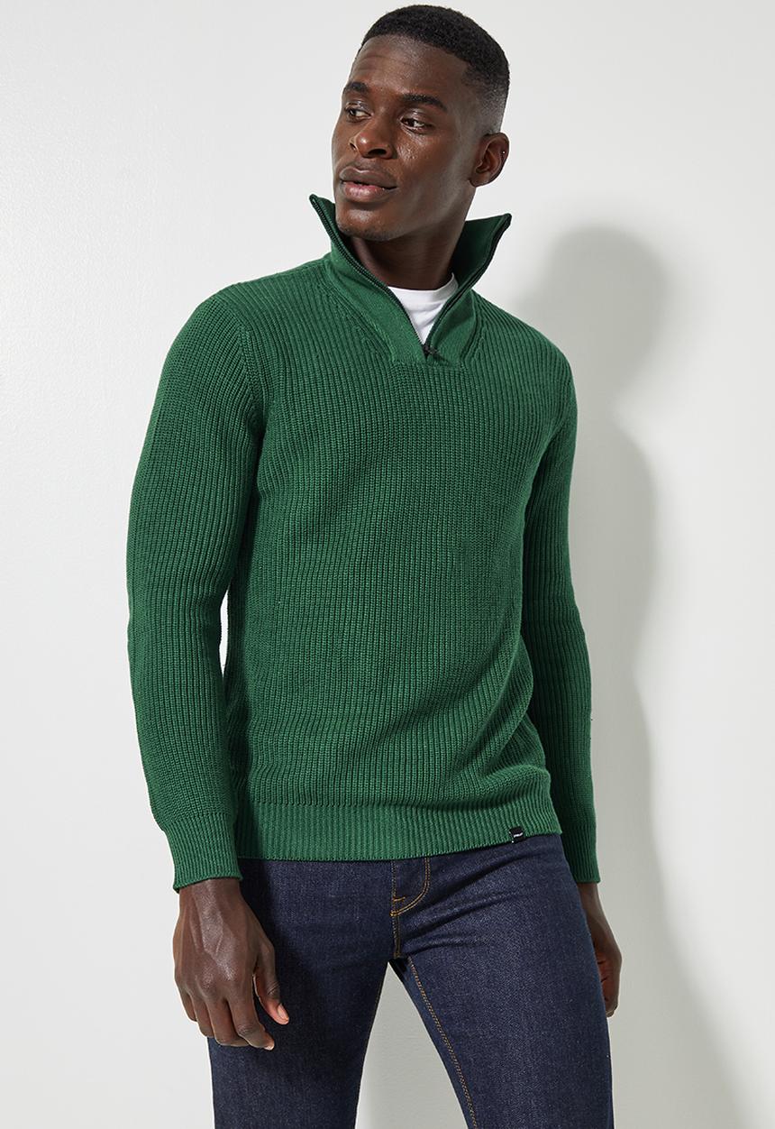 Superbalist - 1/4 zip slim fit sweater - green