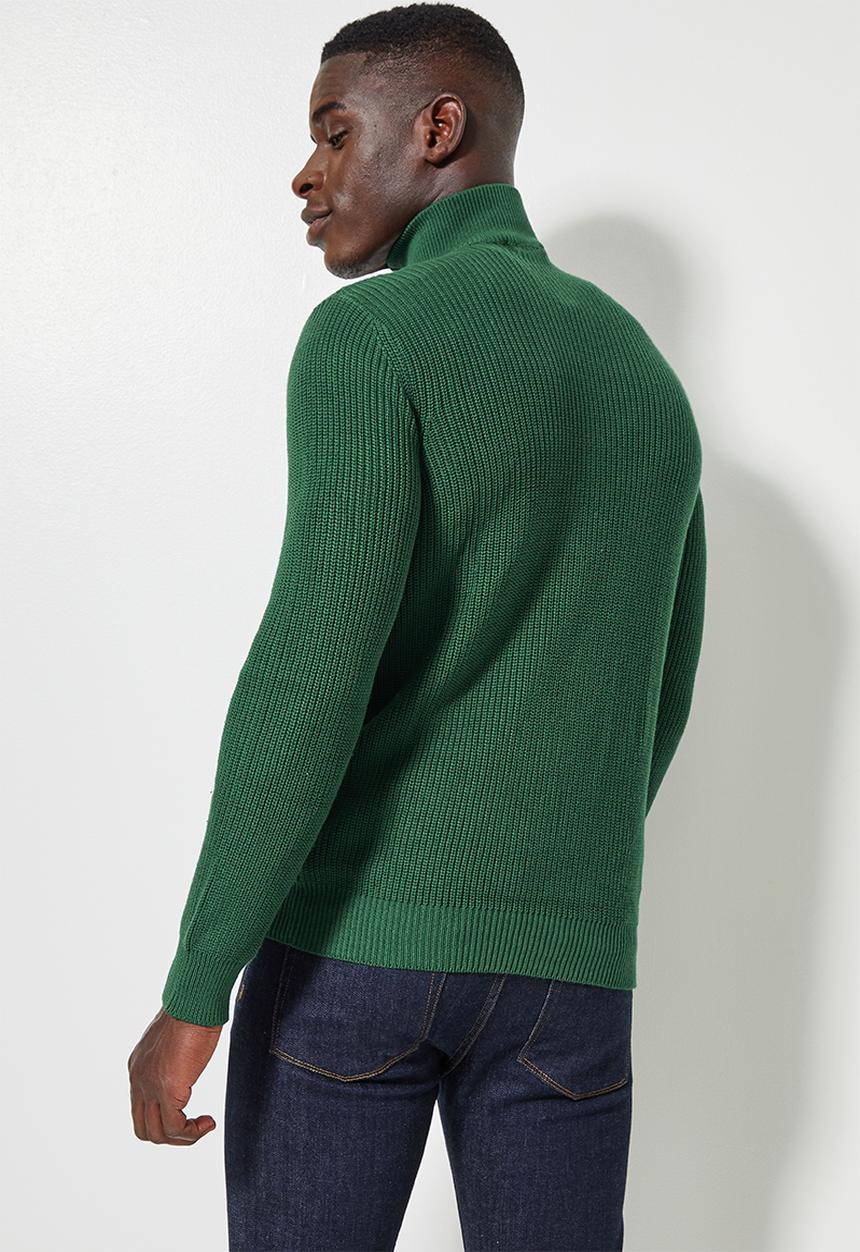 Superbalist - 1/4 zip slim fit sweater - green