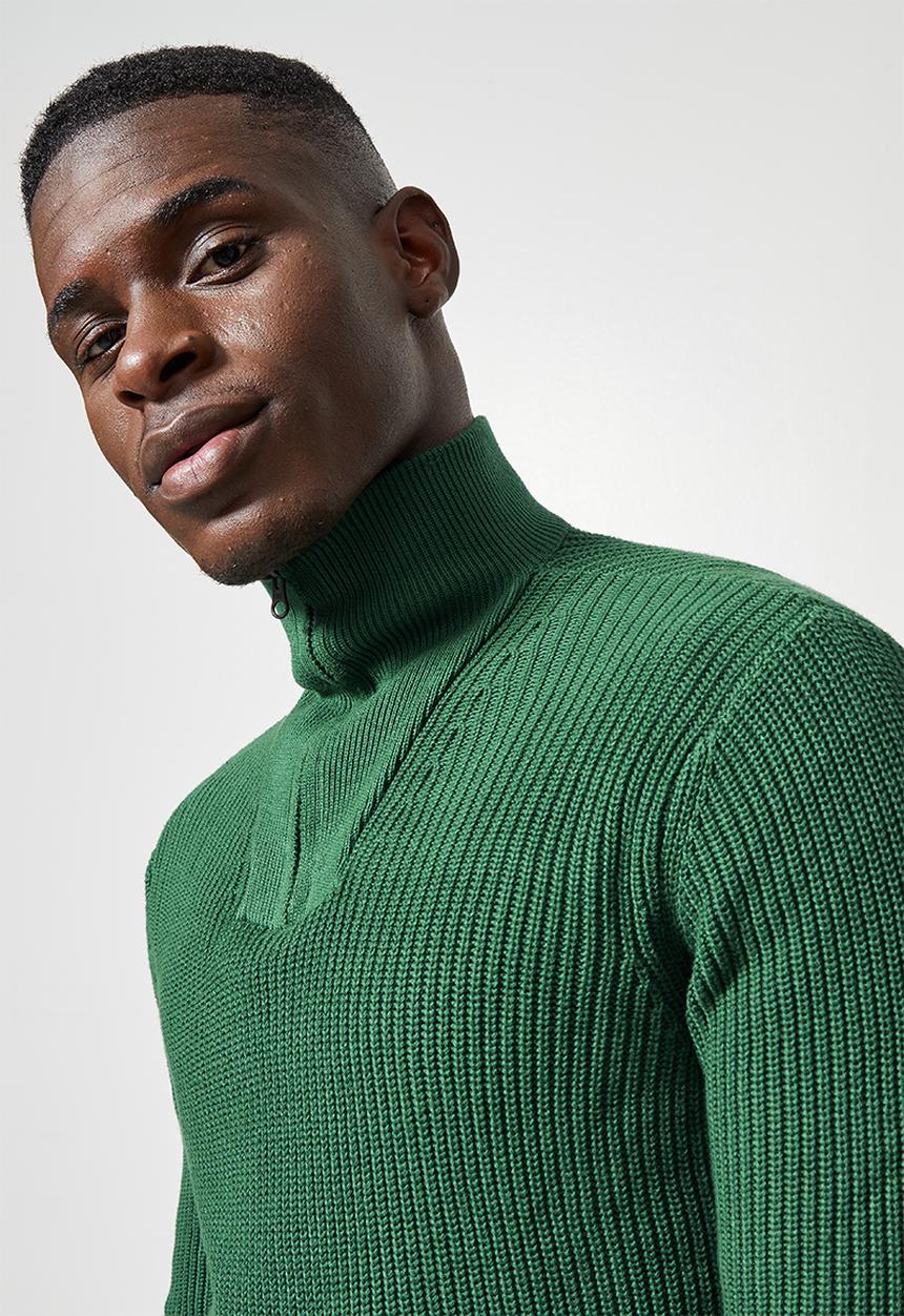 Superbalist - 1/4 zip slim fit sweater - green