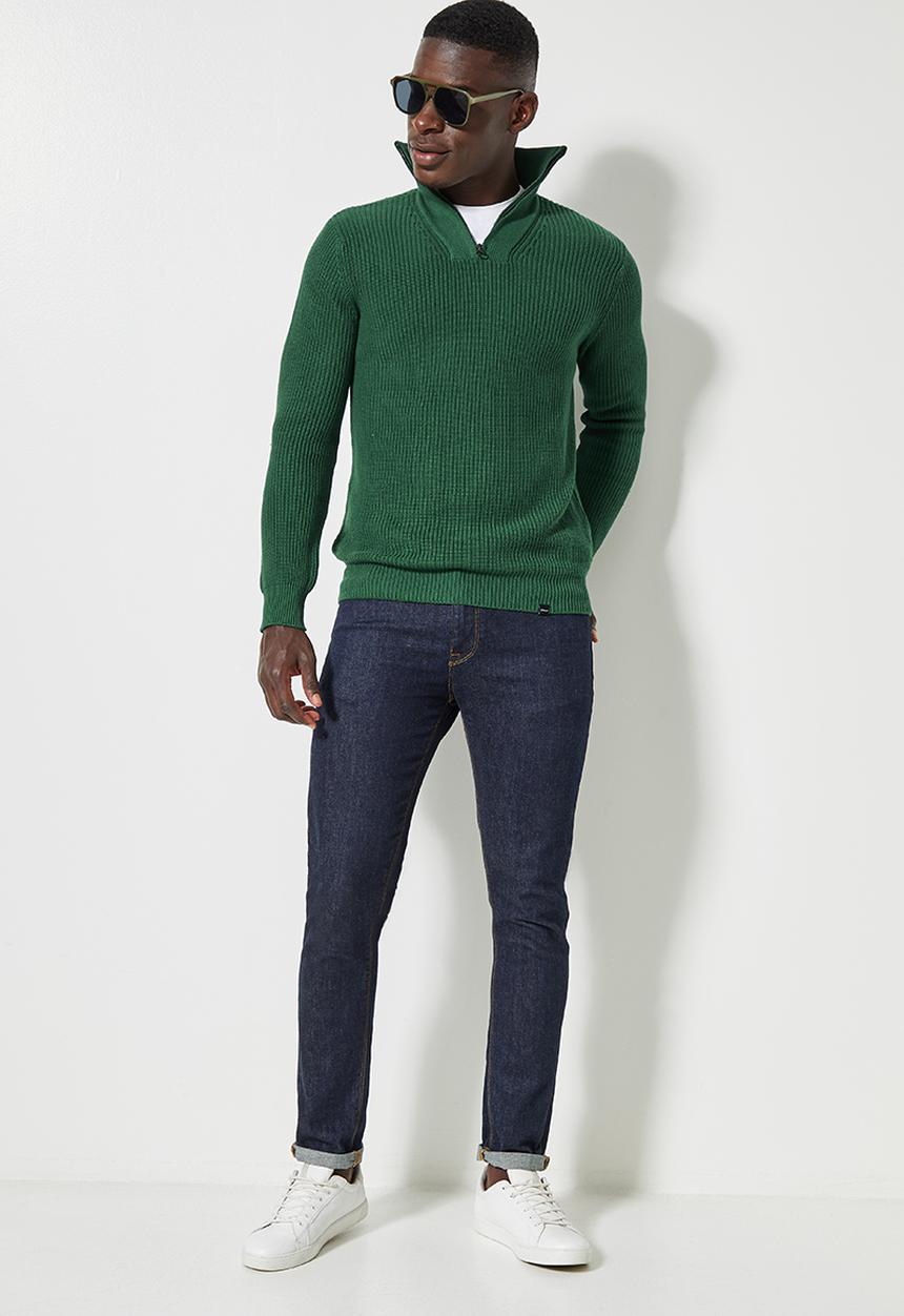 Superbalist - 1/4 zip slim fit sweater - green