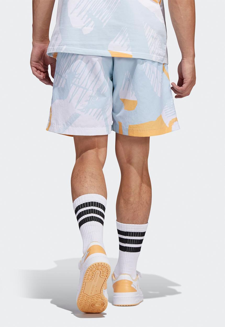 adidas Originals - Adiplay Allover Print Shorts - Sky tint & Acid orange