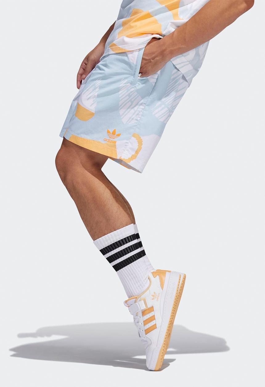 adidas Originals - Adiplay Allover Print Shorts - Sky tint & Acid orange
