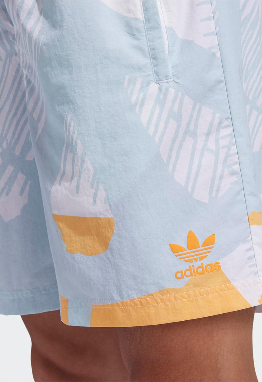 adidas Originals - Adiplay Allover Print Shorts - Sky tint & Acid orange