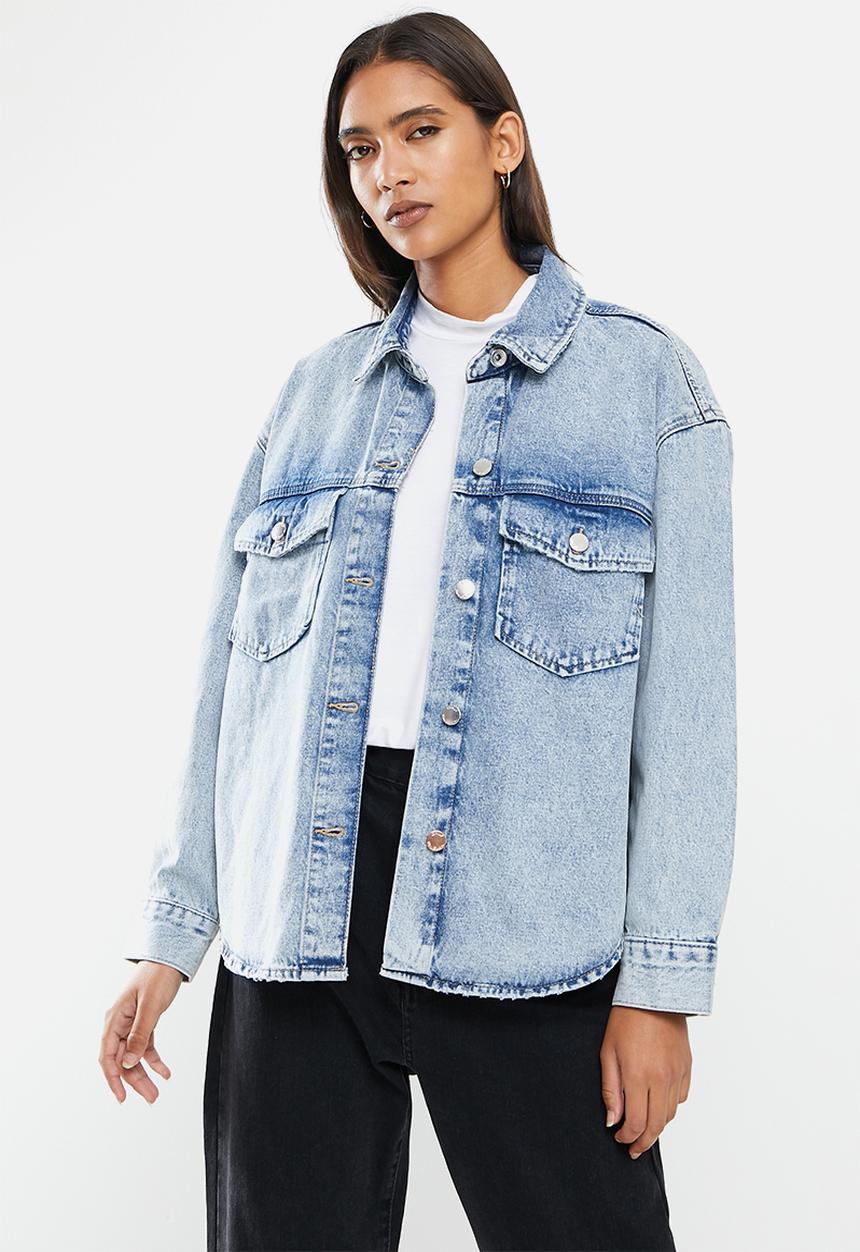 ONLY - Ever life long sleeve oversized denim shirt - light blue denim