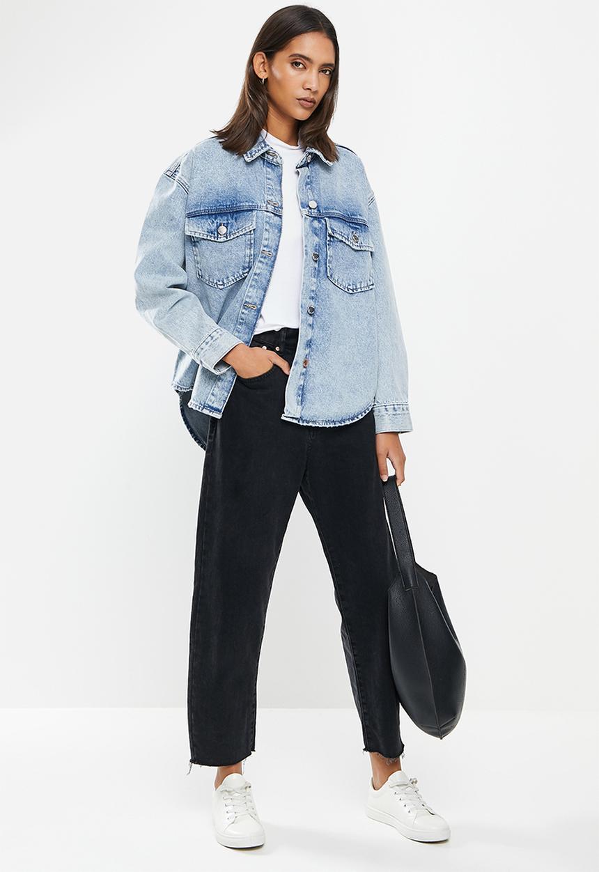ONLY - Ever life long sleeve oversized denim shirt - light blue denim