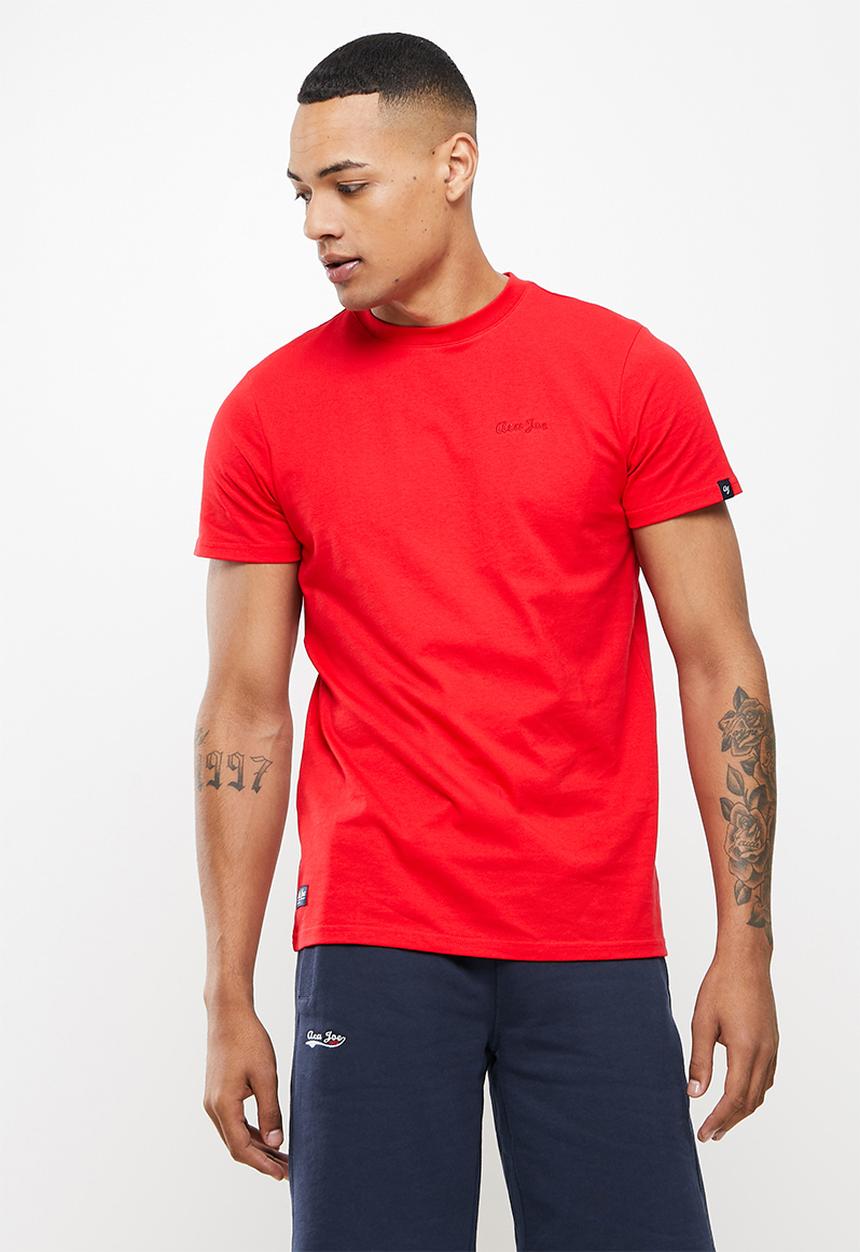 Aca Joe - Small embroidered short sleeve tee - chillie red