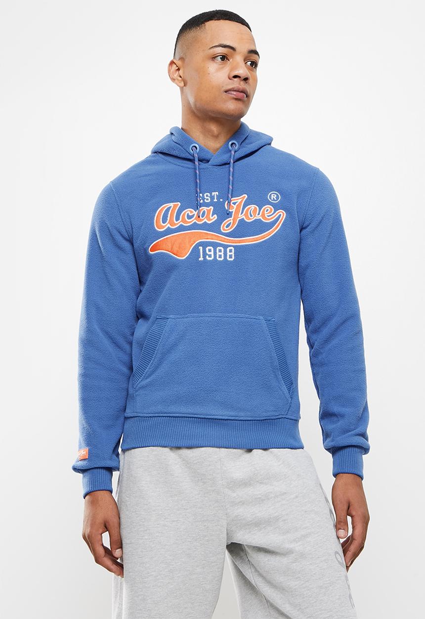 Aca Joe - Aca joe rubber print logo polar fleece hoody - blue