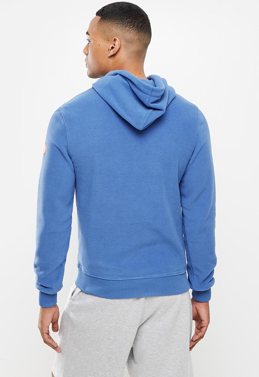 Aca Joe - Aca joe rubber print logo polar fleece hoody - blue