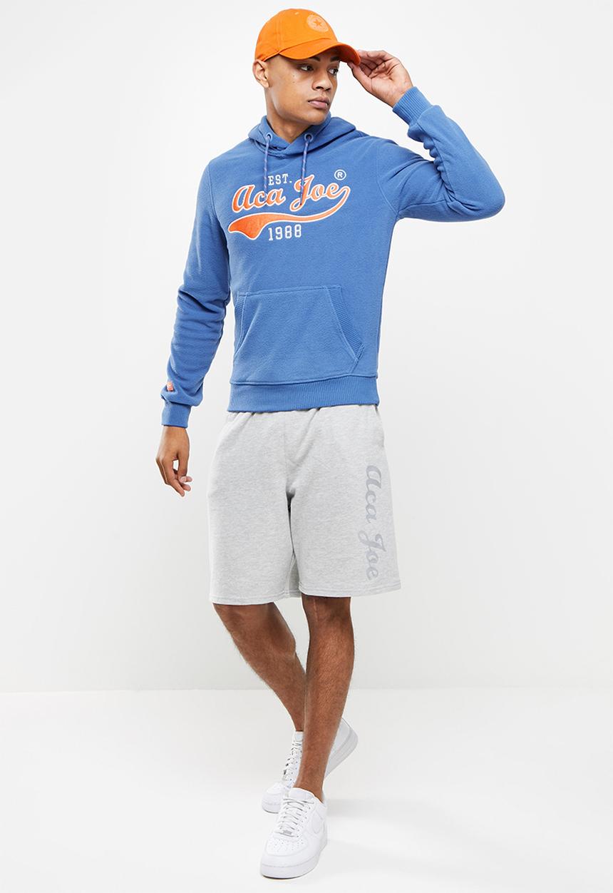 Aca Joe - Aca joe rubber print logo polar fleece hoody - blue