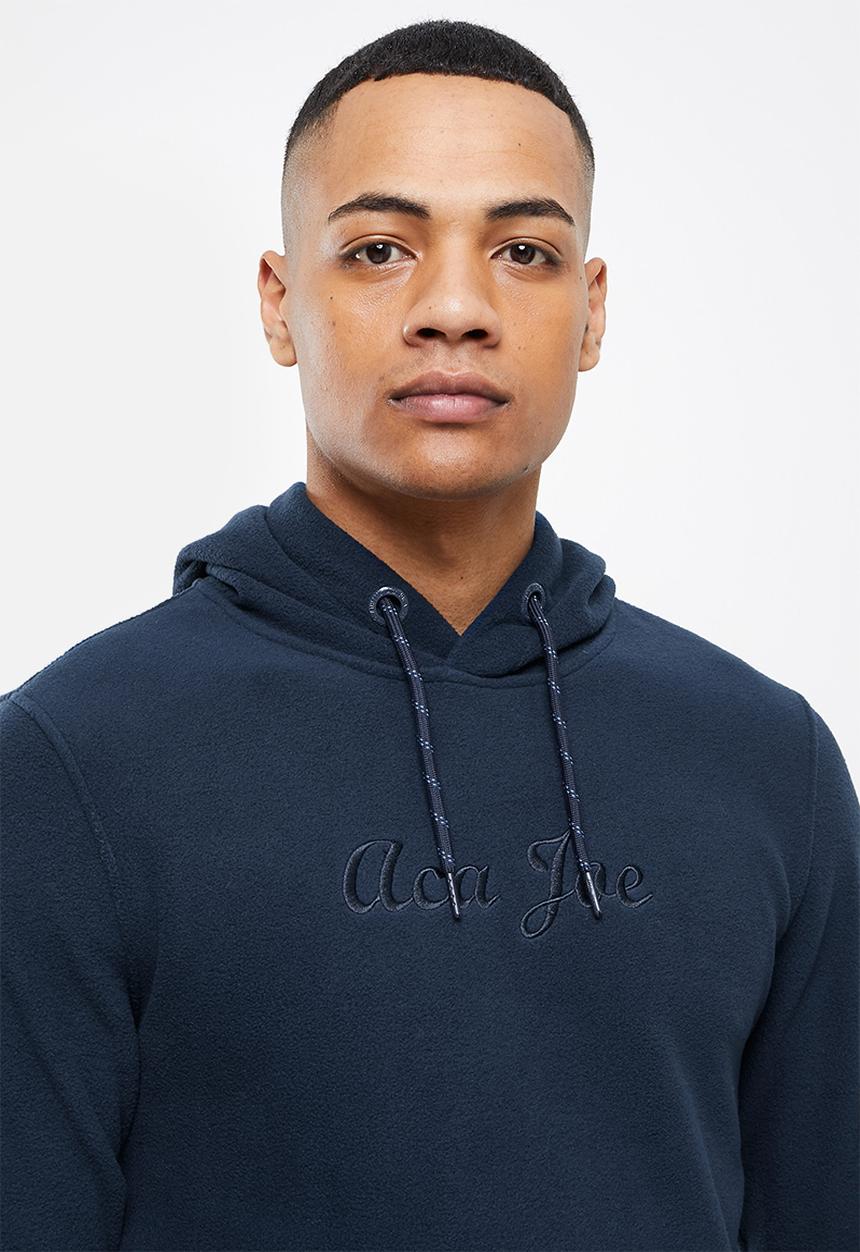 Aca Joe - Embroidered polar fleece hoodie - navy