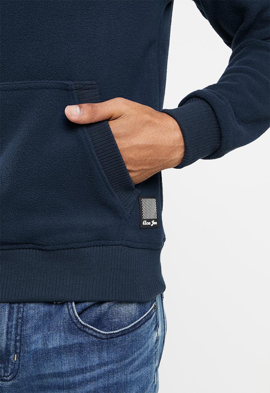 Aca Joe - Embroidered polar fleece hoodie - navy