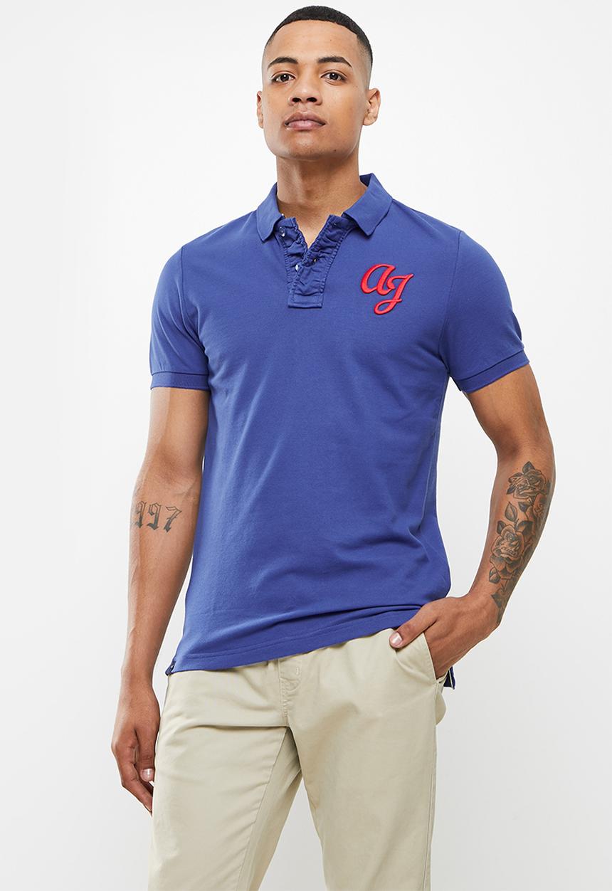 Aca Joe - 3D embroidery short sleeve golfer - blue