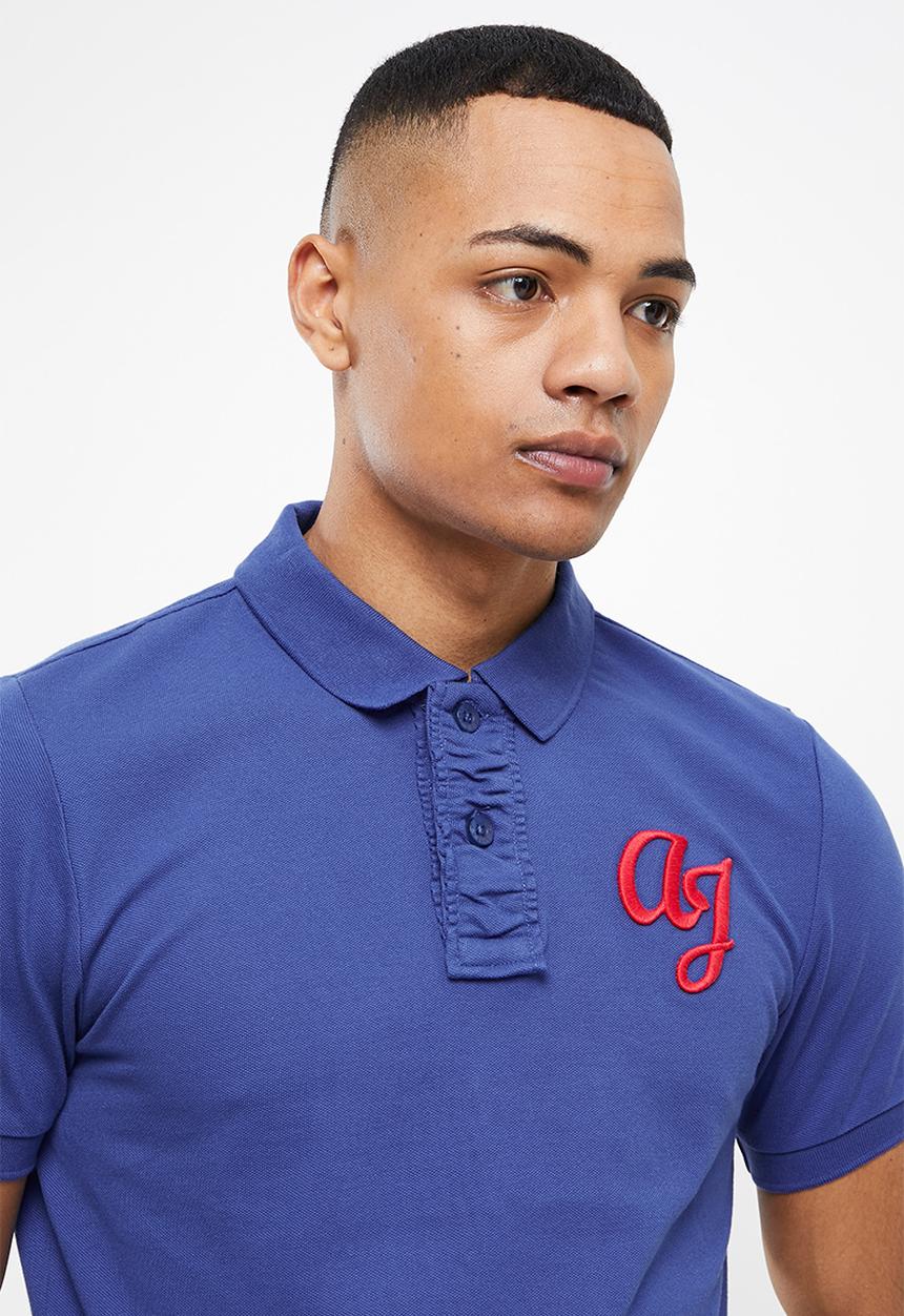 Aca Joe - 3D embroidery short sleeve golfer - blue