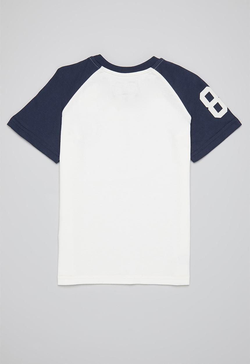 Aca Joe - Aca joe printed raglan crew tee - white & navy