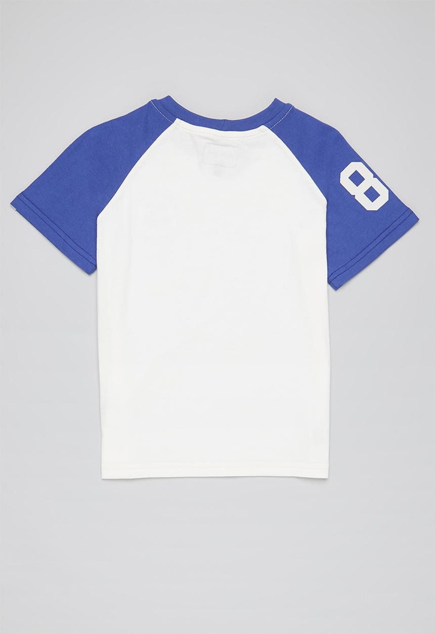 Aca Joe - Aca joe printed raglan heritage crew tee - white & blue