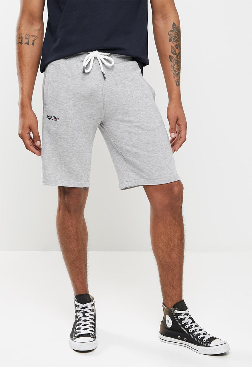 Aca Joe - Small logo fleece shorts - grey melange