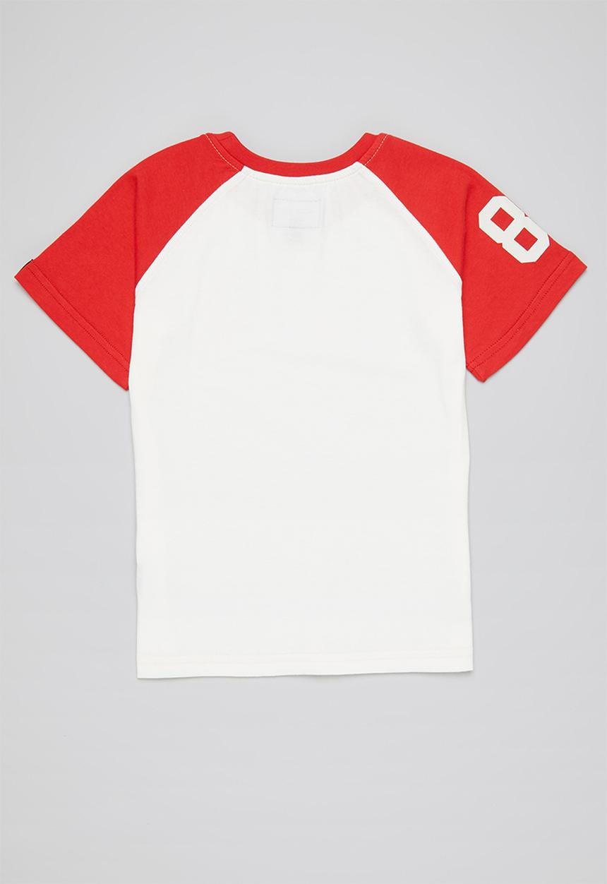 Aca Joe - Preboys aca joe printed raglan heritage crew tee - white & red