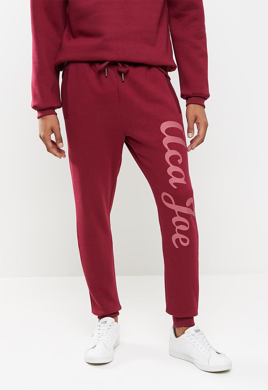 Aca Joe - Tonal side print logo jogger - maroon