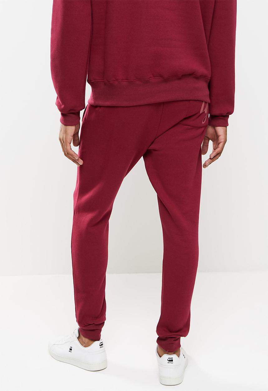Aca Joe - Tonal side print logo jogger - maroon