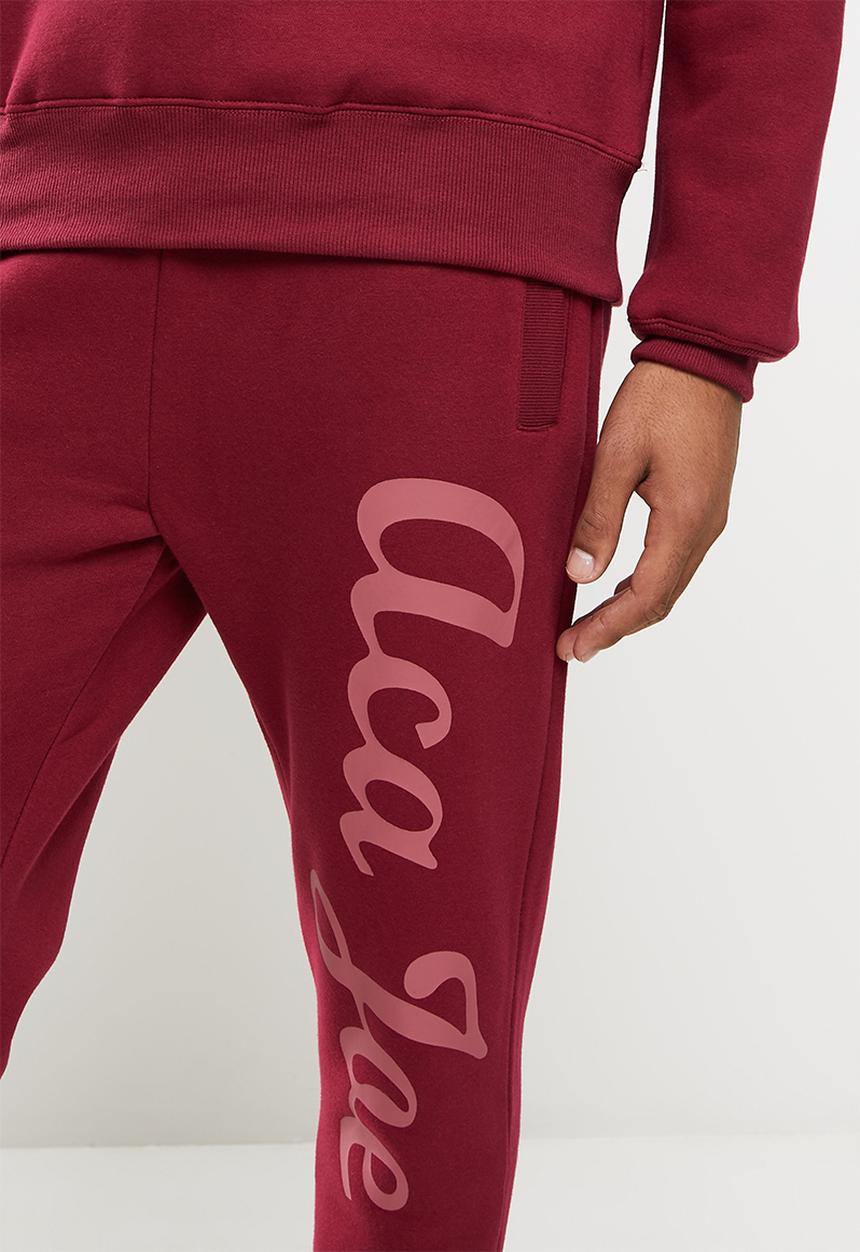 Aca Joe - Tonal side print logo jogger - maroon