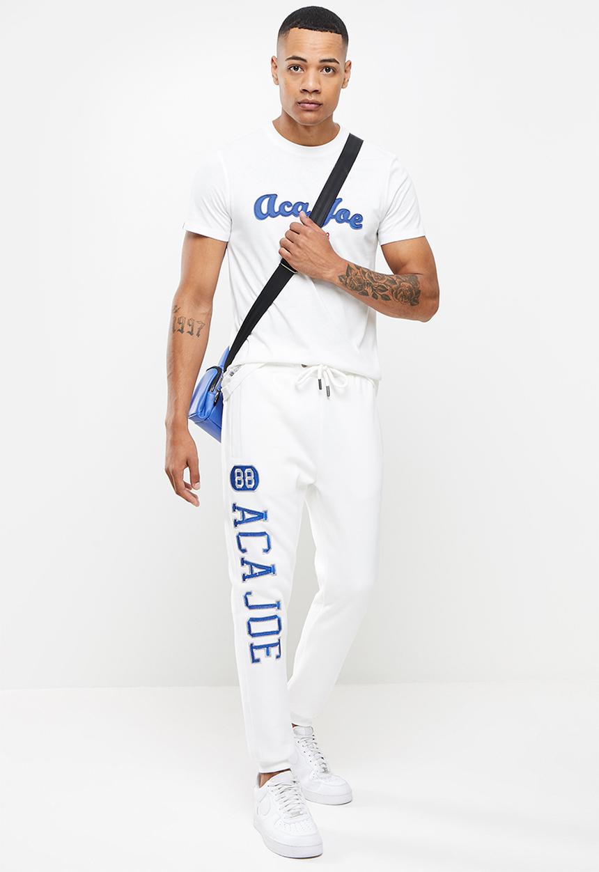 Aca Joe - Side embroidered jogger - white