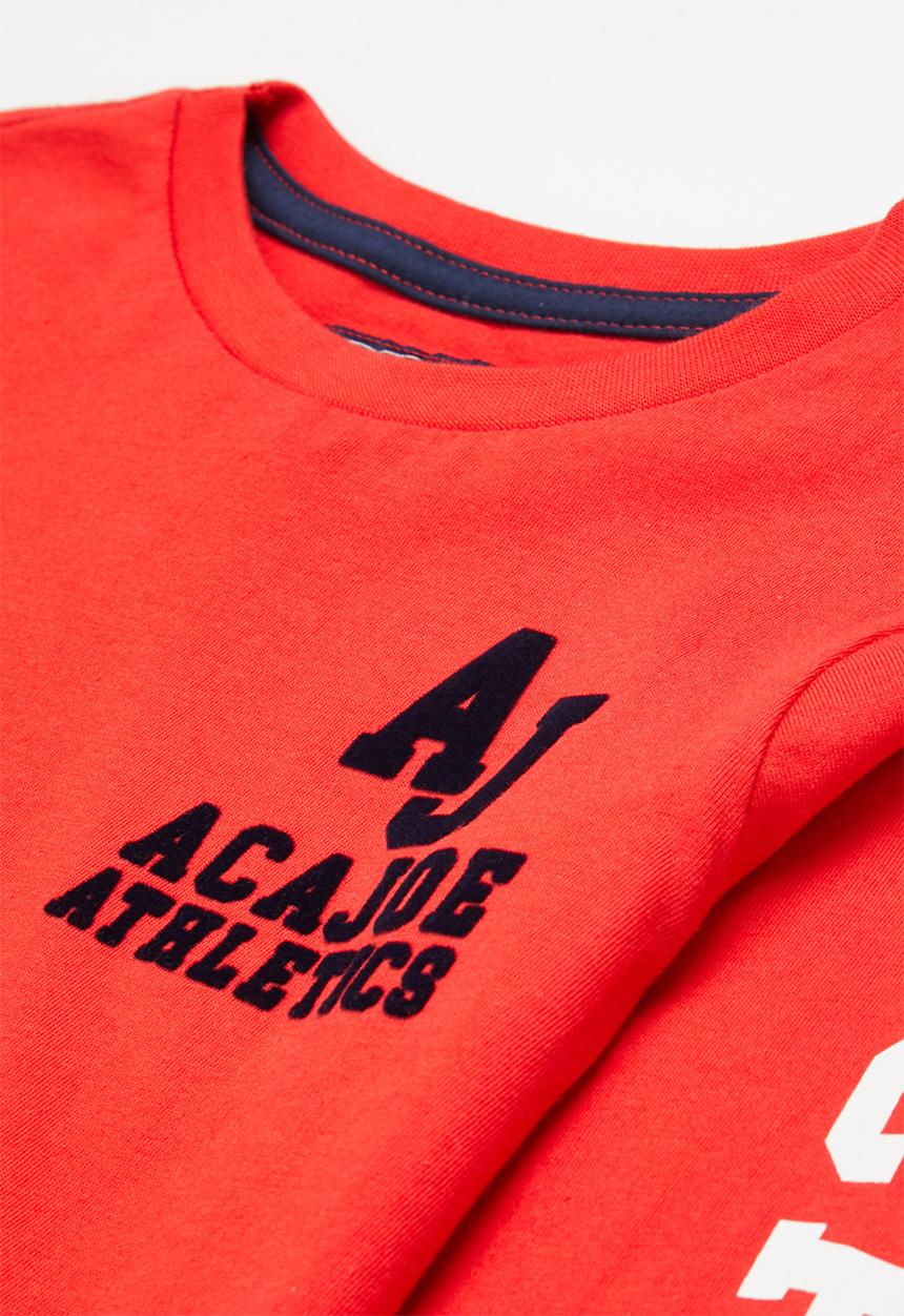 Aca Joe - Aca joe high square print long sleeve heritage crew tee - red