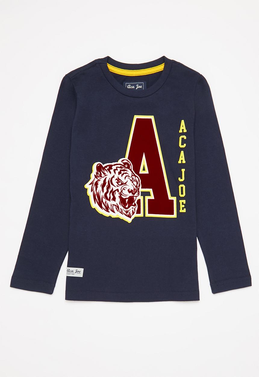 Aca Joe - Aca joe flock print heritage crew tee - navy 