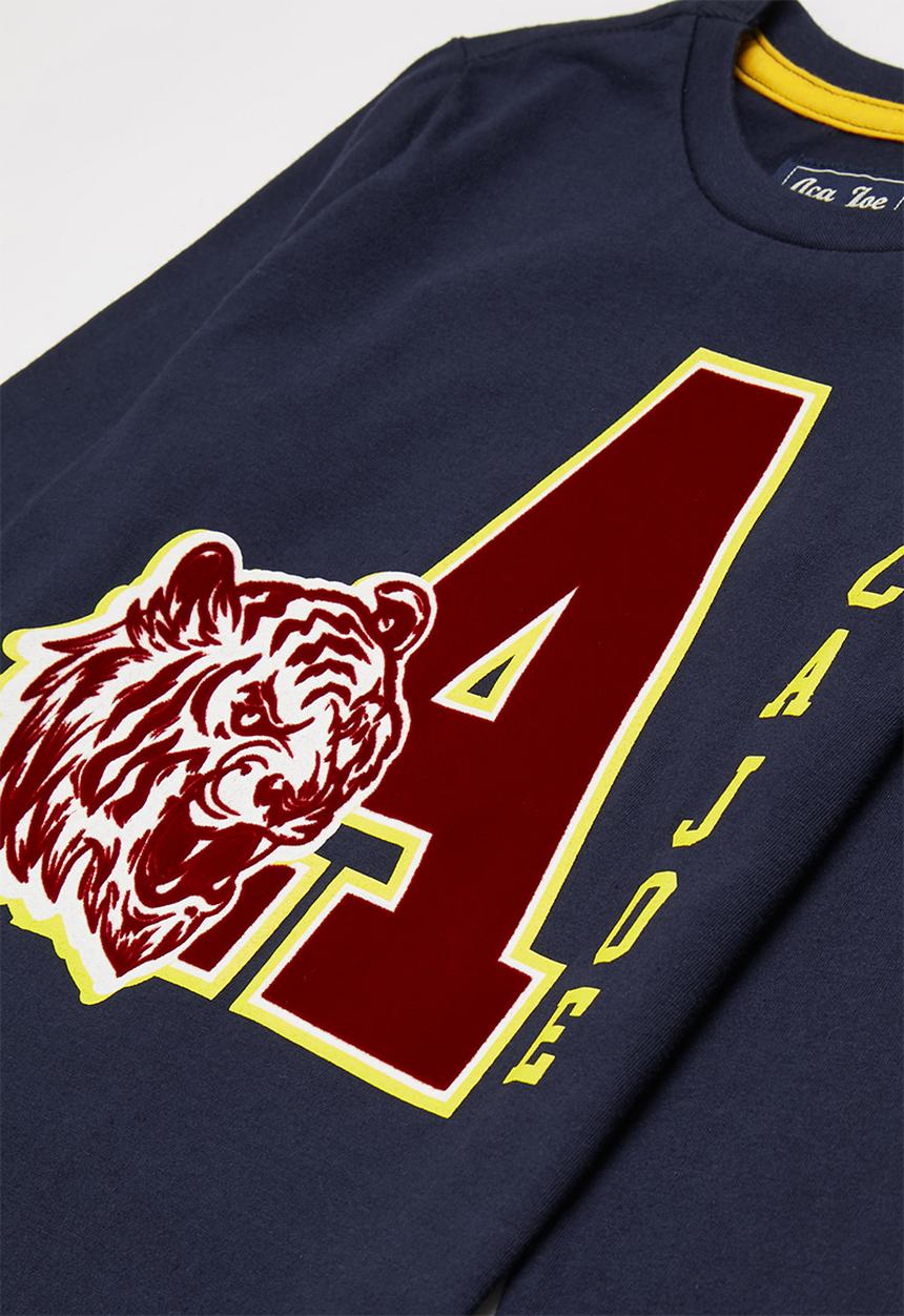 Aca Joe - Aca joe flock print heritage crew tee - navy 