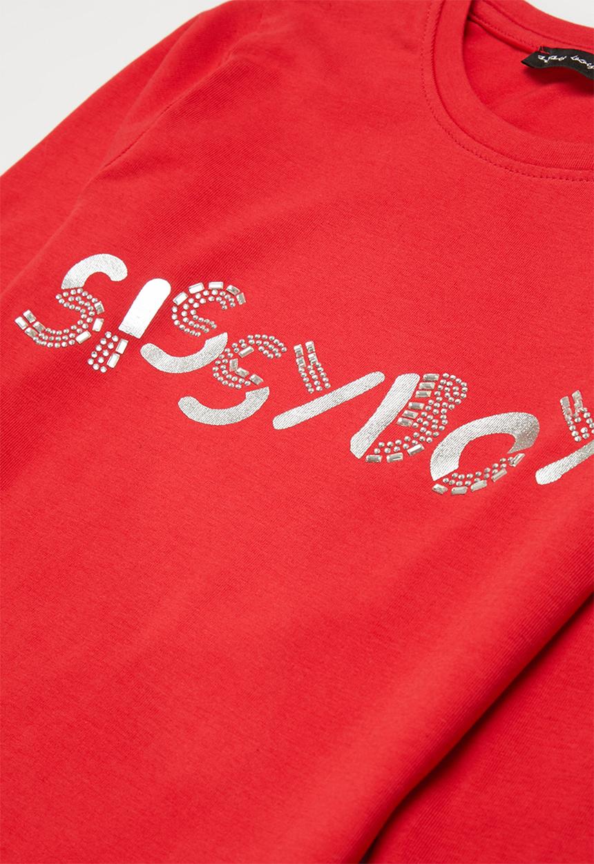 SISSY BOY - Fitted logo top - red