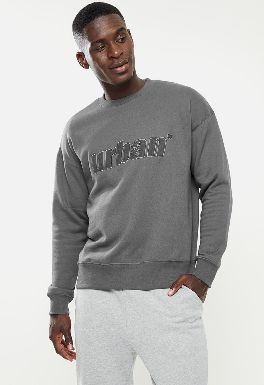 urban° - Urban tonal terry logo sweater - charcoal