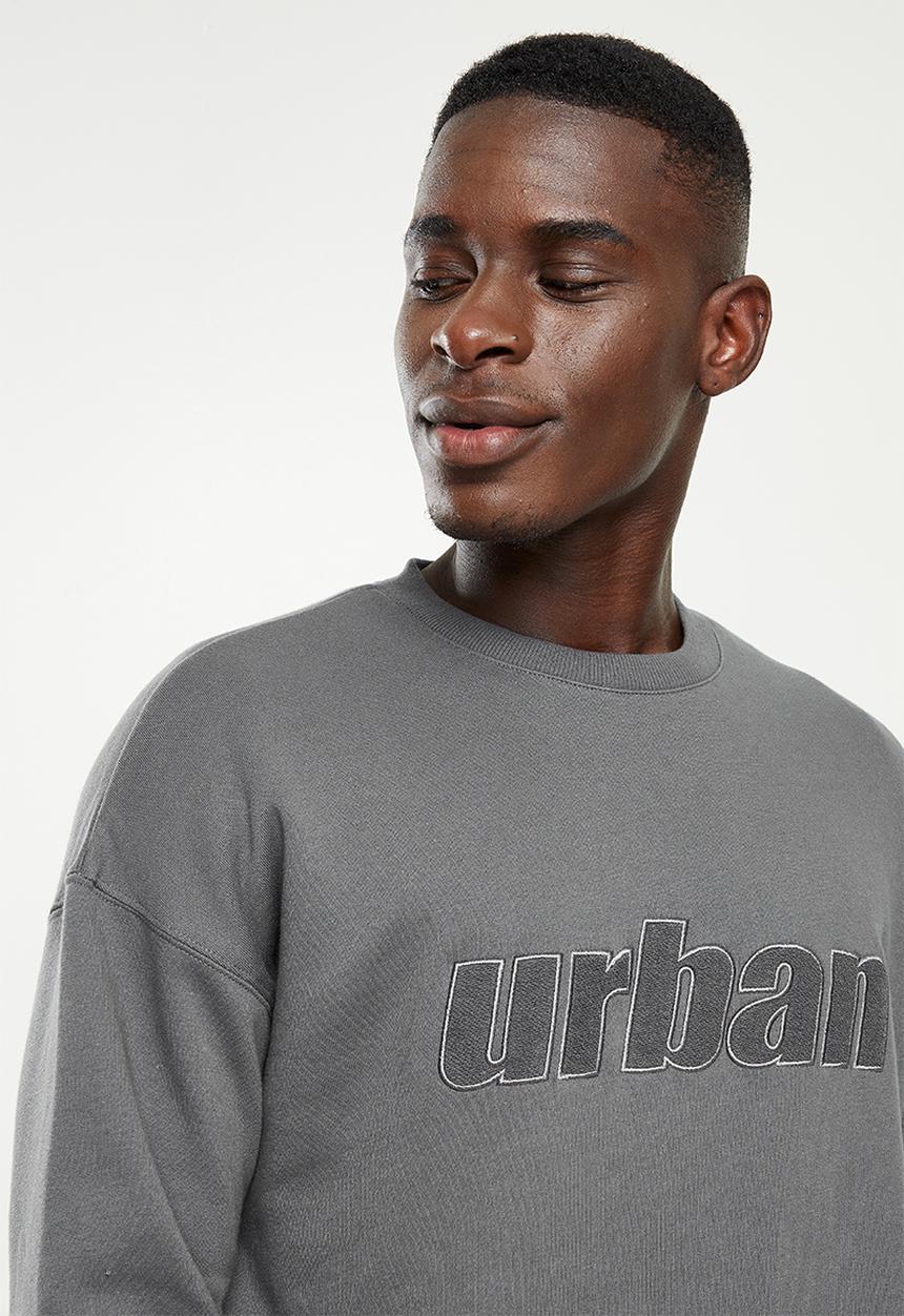 urban° - Urban tonal terry logo sweater - charcoal