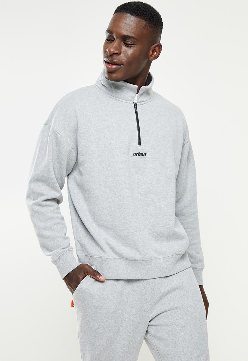urban° - Urban brushed fleece 1/4 zip sweater - grey melange