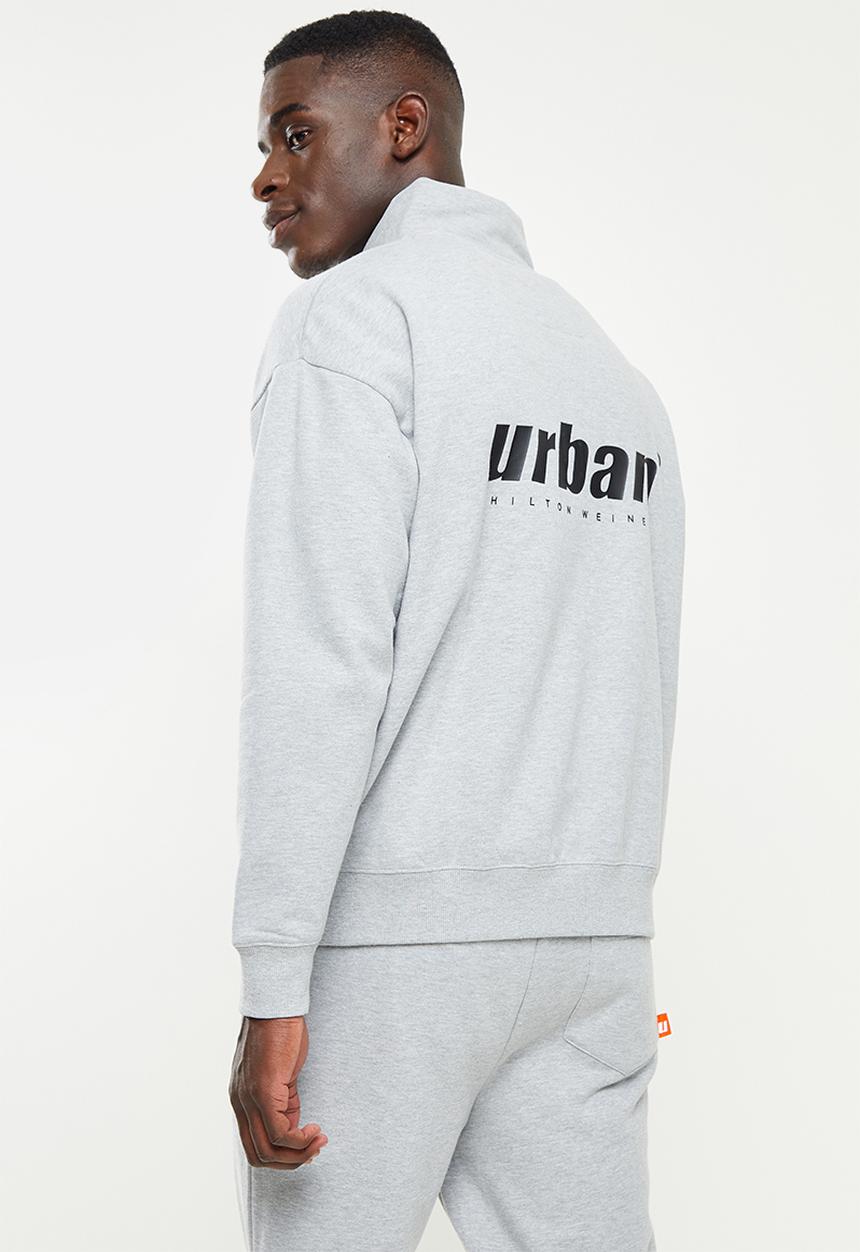 urban° - Urban brushed fleece 1/4 zip sweater - grey melange