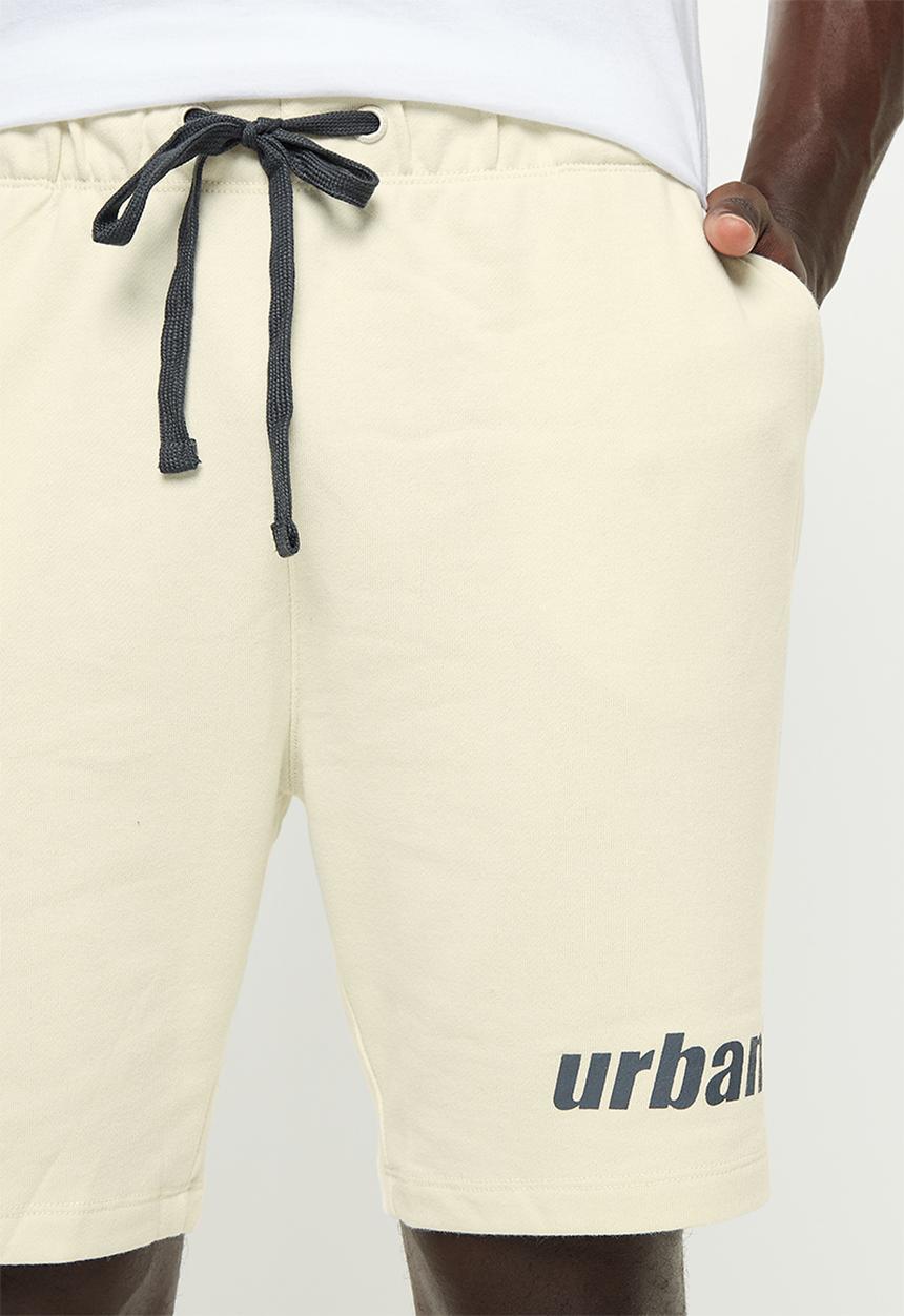 urban° - Urban terry printed front short - bone
