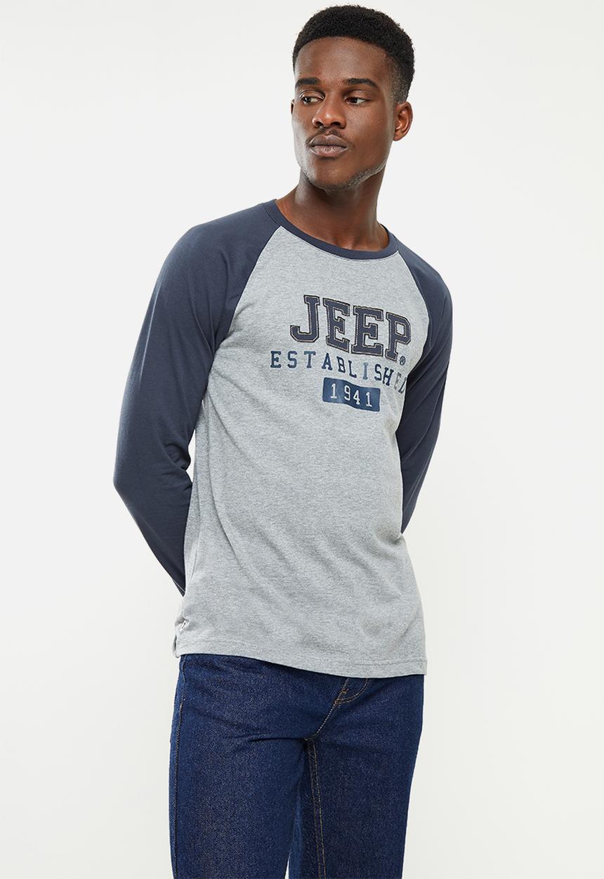 JEEP - Applique & embroidery app tee-heather grey melange-jeep - grey & navy 