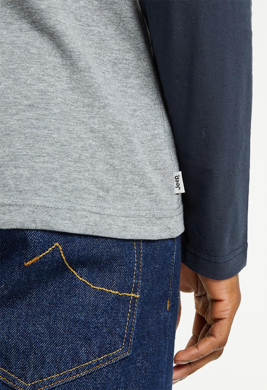 JEEP - Applique & embroidery app tee-heather grey melange-jeep - grey & navy 
