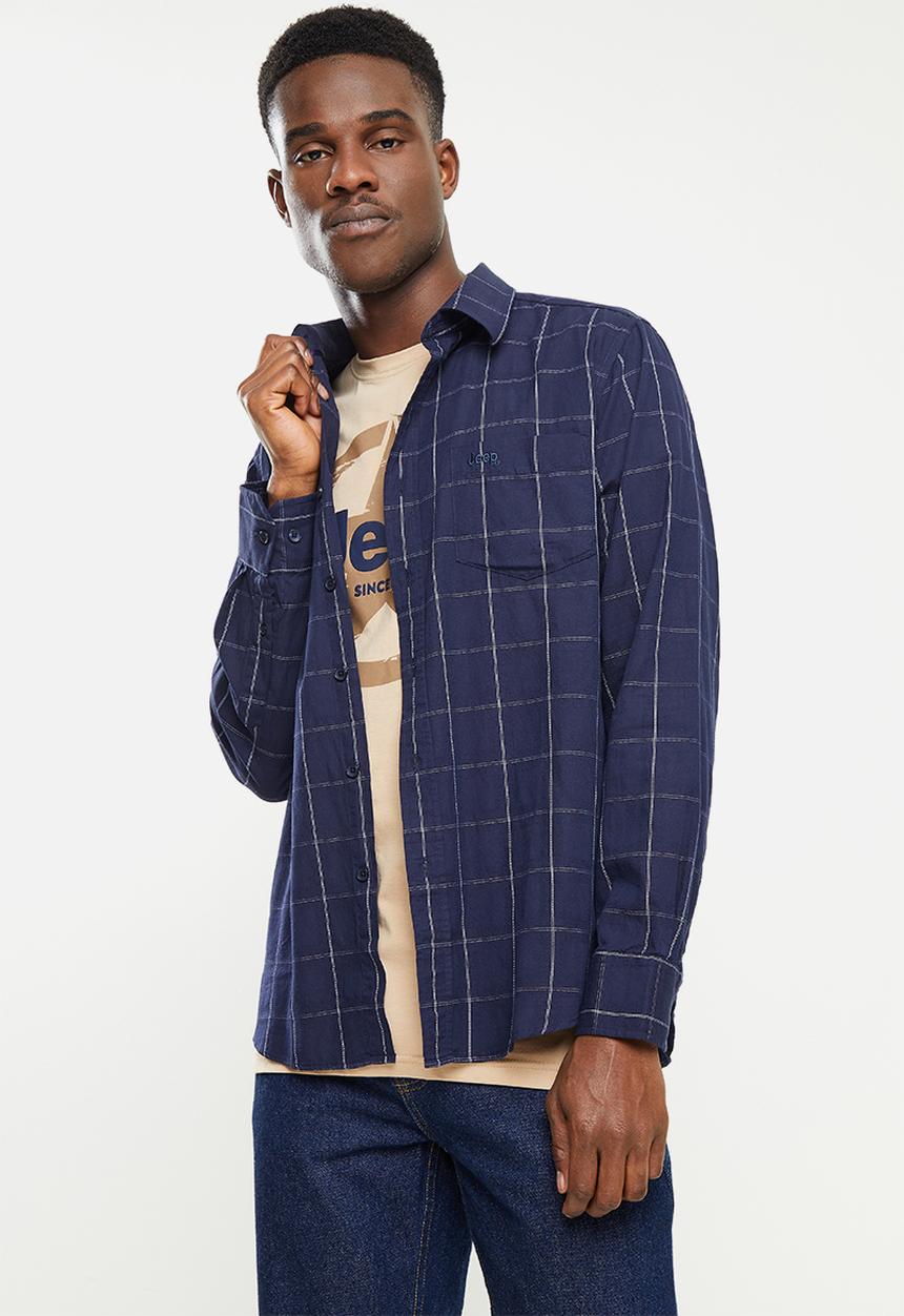 JEEP - Long sleeve yd check shirt-navy/white-jeep - multi 