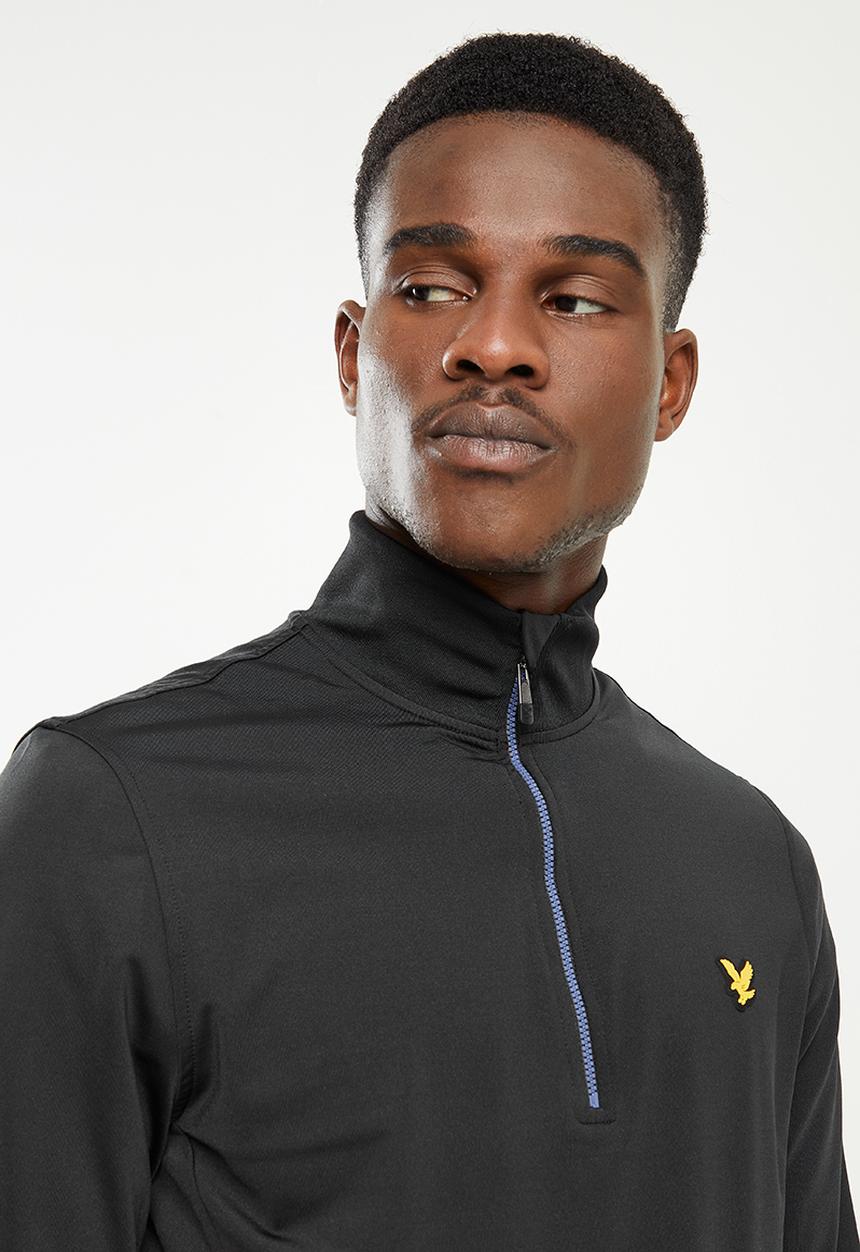Lyle & Scott - Tech 1/4 zip midlayer - black