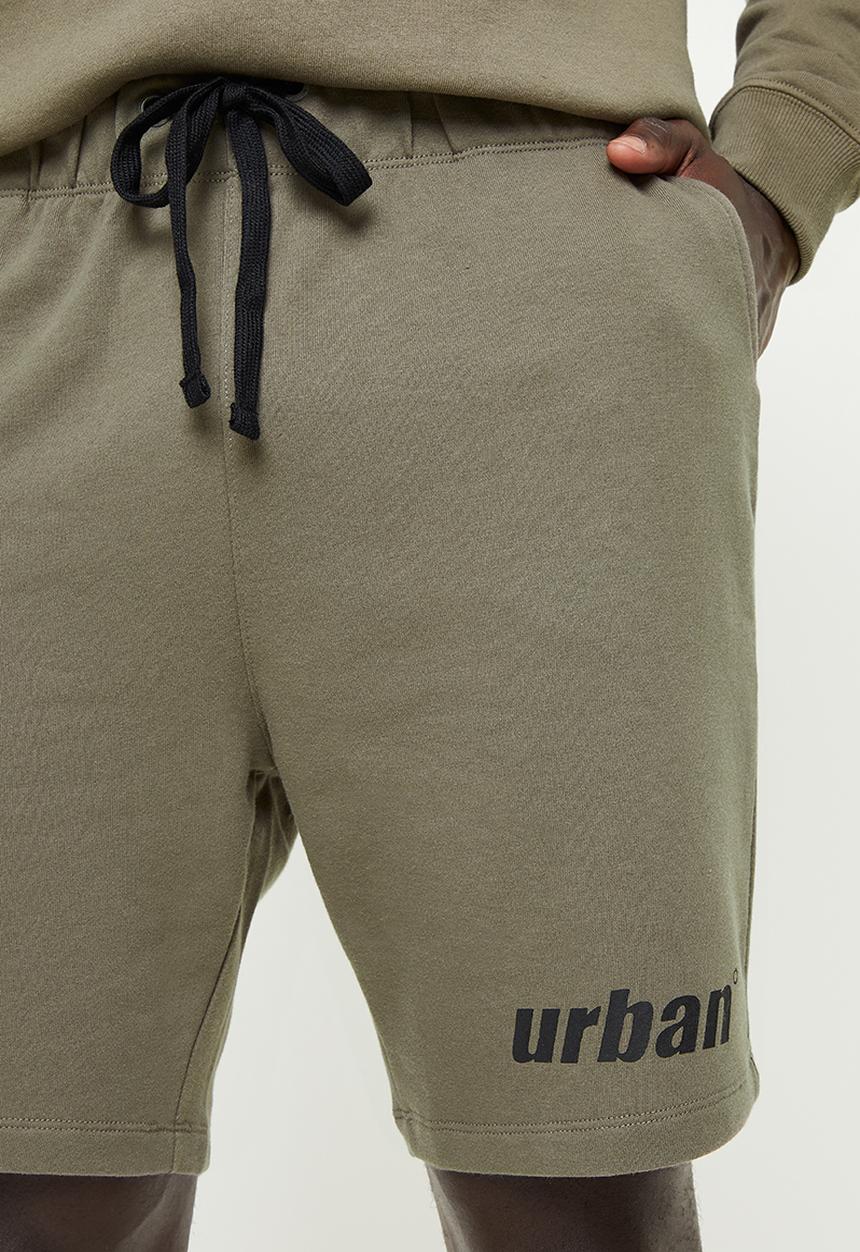 urban° - Urban unbrushed terry printed front short - khaki