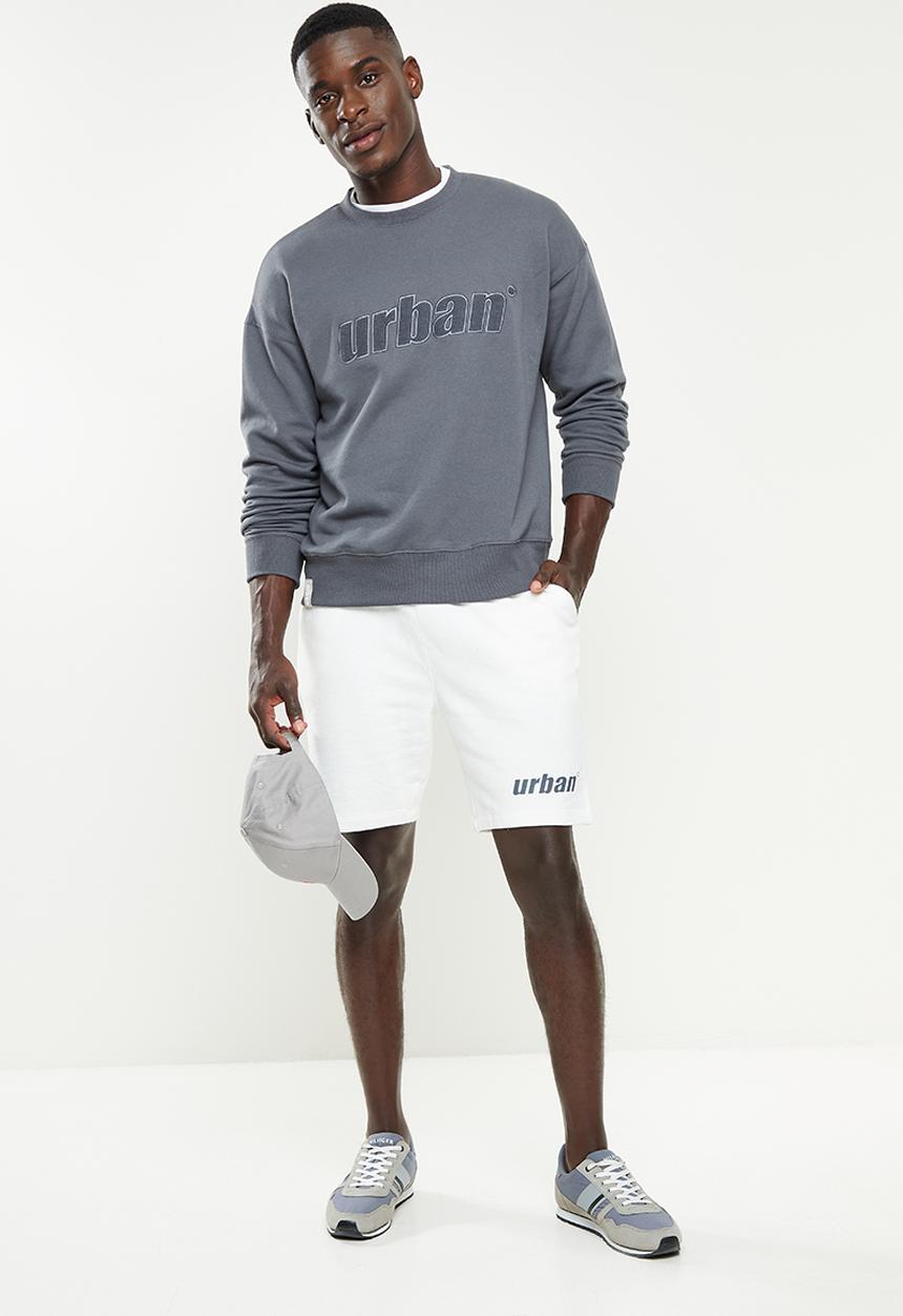 urban° - Urban terry printed front short - winter white