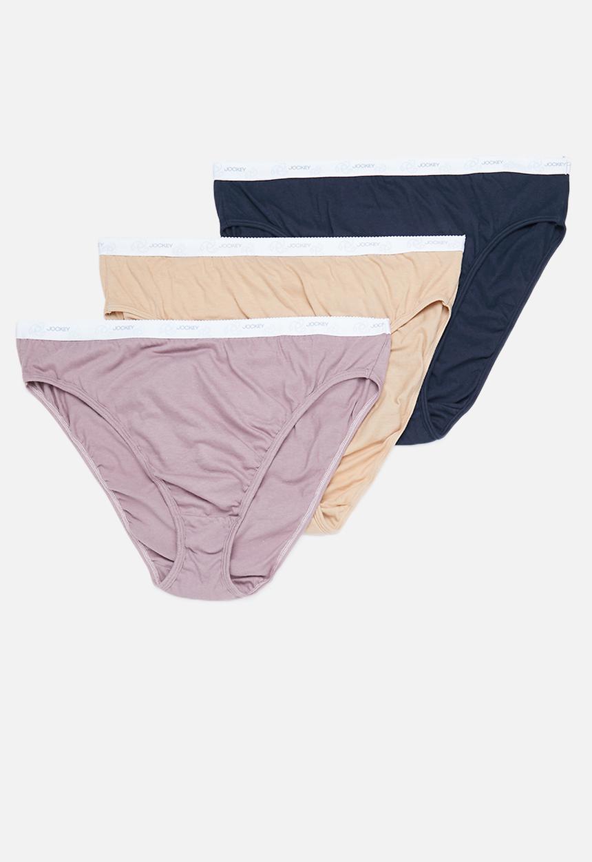 Jockey - Plus 3 pk plain french cut - midnight navy/mauve shadow/powder beige