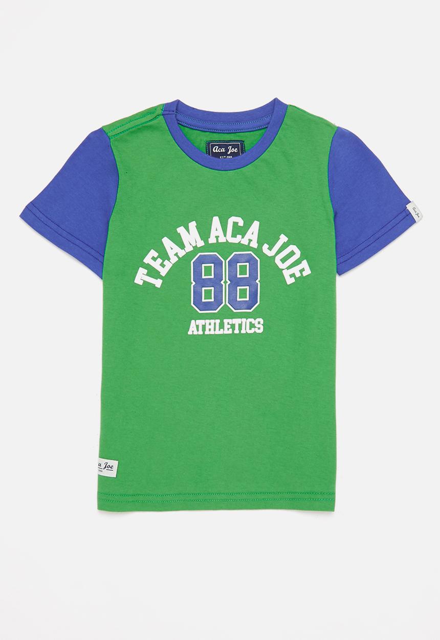 Aca Joe - Aca joe heritage applique crew tee - green & blue