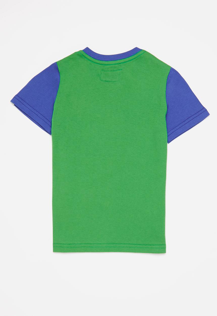 Aca Joe - Aca joe heritage applique crew tee - green & blue