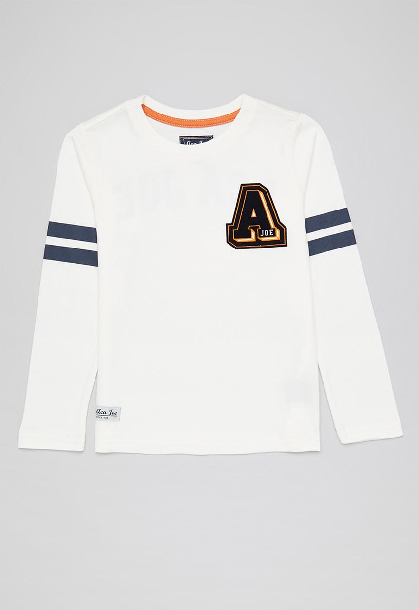 Aca Joe - Aca joe applique & print on front, back & sleeves crew tee - white