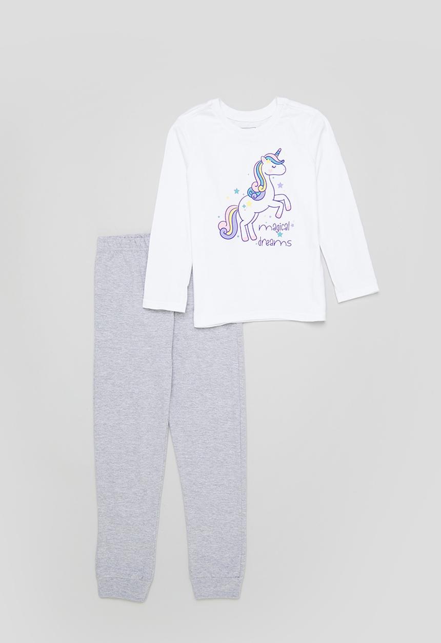 Pop Candy - Girls pj set - grey & white 