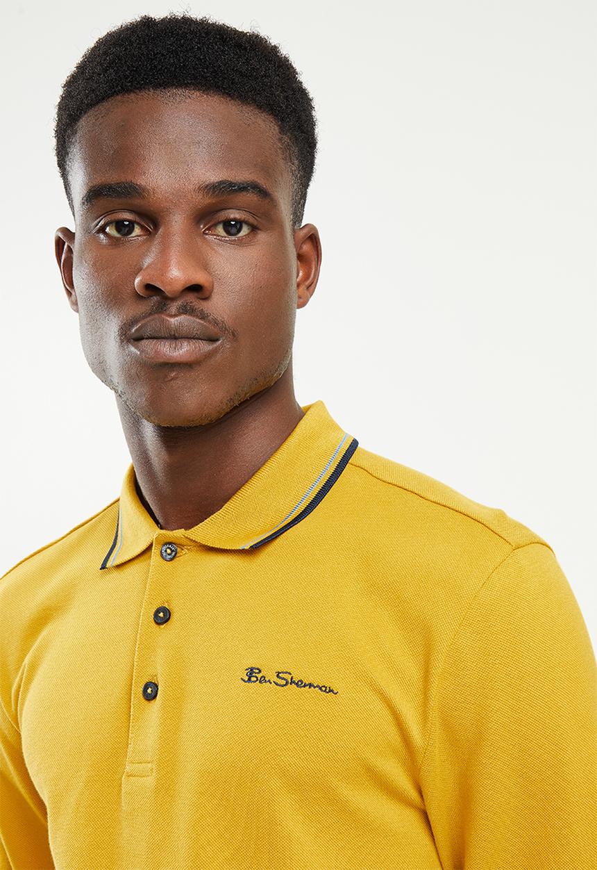 Ben Sherman - Ramford long sleeve golfer - mustard